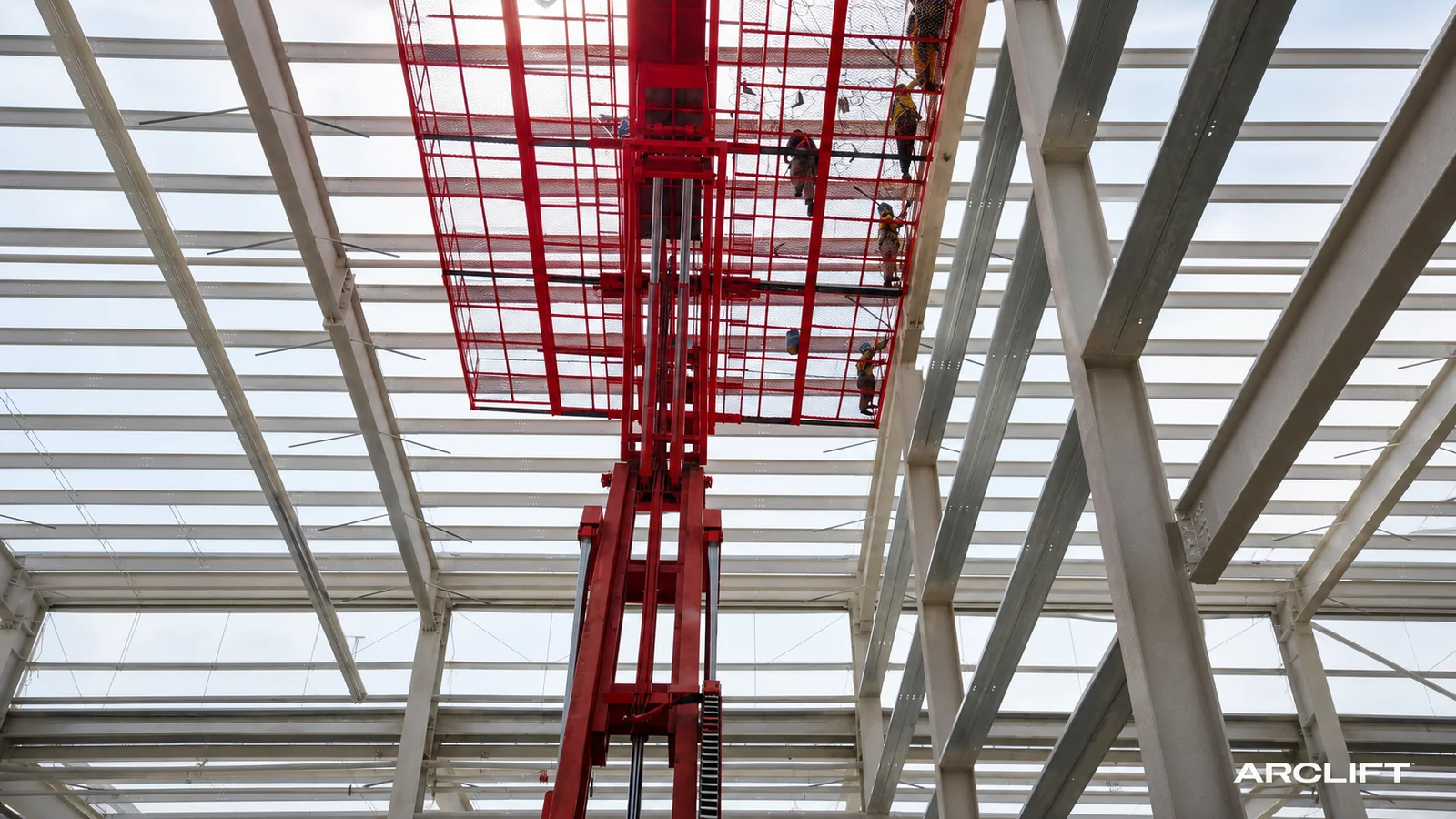 Large-deck platform under an industrial building structure